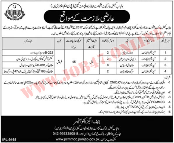 Operations Attendant Jobs in Lahore 2024