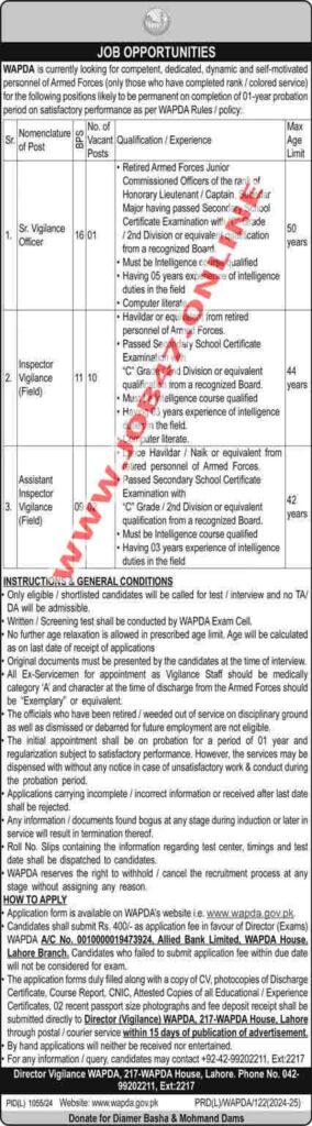 WAPDA Jobs 2024 || Water & Power Development Authority